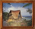 Tiki Hut Tropical Beach Sand Palm Ocean Print Picture