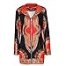 AMA(TM) Women Hooded African Print Casual Coat Long Sleeve Mini Dress