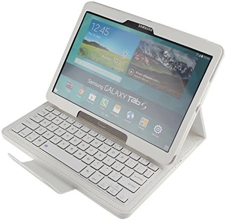 PASONOMI Samsung Galaxy Tab S 10.5 Case with Bluetooth Keyboard - Ultra Slim Detachable Wireless Bluetooth Keyboard Portfolio Leather Case Cover for Samsung Tab S 10.5" Inch SM-T800 SM-T805 Tablet White