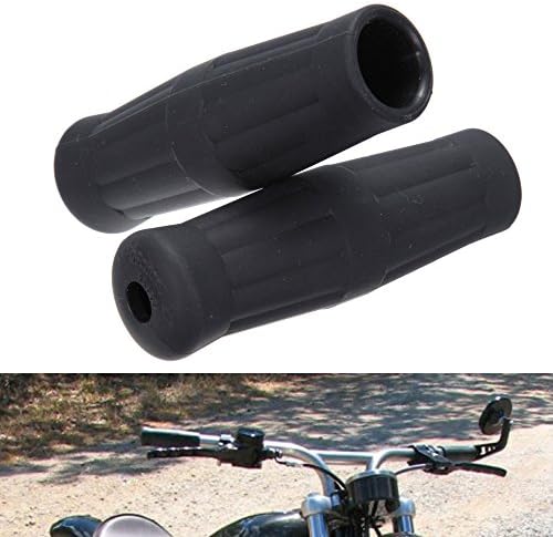Teeta(TM) Motorcycle 1" Rubber Vintage Coke Bottle Hand Grip Handle Bar For Honda Harley Suzuki Yamaha Kawasaki - Black
