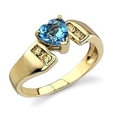 Gorgeously Sophisticated 1.12 cts Heart Shape Swiss Topaz Diamond Ring 14Kt Yellow Gold
