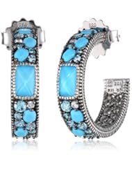 Judith Ripka "Downtown" Mixed Stone Blue Hoop Earrings