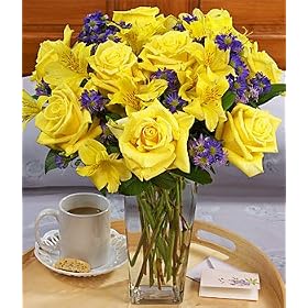 Valentine's Day Flowers - Sunny Days Flower Bouquet with Vase