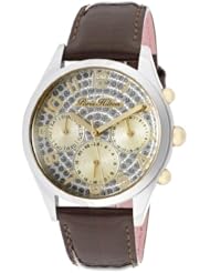 Womens Beverly Silver Glitter Dial Shiny Dark Brown Genuine Calf Leather