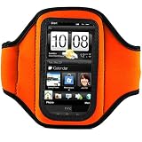 Orange Moisture Resistant Protective Neoprene Workout Armband with Adjustable Velcro Strap for T-Mobile MyTouch 4G Slide Android Smartphone + Dual Sided Stylus Pen + SumacLife TM Wisdom*Courage Wristband