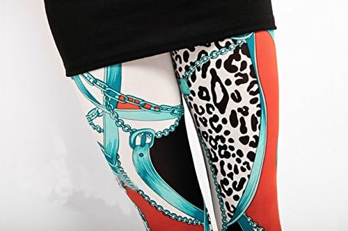Lynley Women's Lady Bold Leopard Print Patchwork High Waist Slim Leggings Pants XXXL Orange