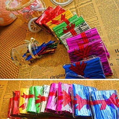 4" Metallic Twist Tie for Cello Candy Lollipop Cake Bakery Cookie Gift Bag(100pcs/set) , Golden
