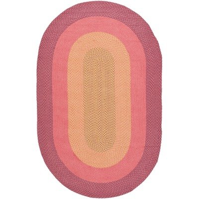 Safavieh Braided Collection BRD165A Pink and Purple Braided Cotton Oval Area Rug, 5 Feet by 8 Feet Oval (5 Feet x 8 Feet Oval)