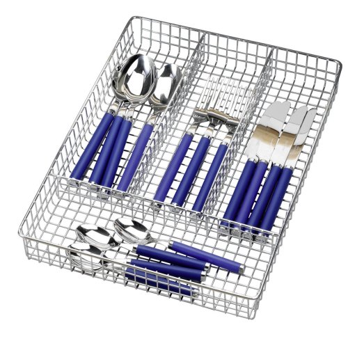 Wenko 2301100 Besteckkasten - 4 Fächer, Chrom, 26 x 4.5 x 36 cm