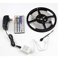 SUPERNIGHT RGB 5M Non-Waterproof 3528 300Leds SMD LED Strip Light with 44 Keys IR Remote Controller & 12V Power Supply,3528 RGB Kit