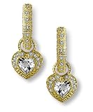 Heart-Shaped Pave Diamond and White Topaz Earring Charms in yellow gold by Zasha Signature Jewelry