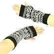 Winter Thumb Hole Knit Hand Arm Warmer Fingerless Snowflake Long Gloves Black