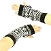 Winter Thumb Hole Knit Hand Arm Warmer Fingerless Snowflake Long Gloves Black