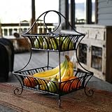 Mesa Home Products Delaware 2-Tier Basket, Black with Brushed Copper Finish