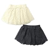 ベビー服 女の子 スカパン ボトム レース リボン ウエストゴム 女児 ベビー (2.ブラック/95cm)