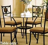 Metal Dining Table with Glass Top in Dark Bronze Finish