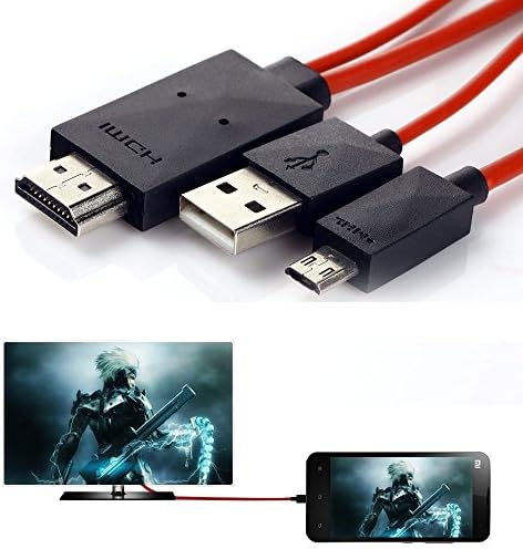 Micro USB to HDMI Cable, KiEasye 6.5 Feet MHL Micro USB to HDMI 1080P HDTV Adapter Cable with Integrated USB Charging Cable for Samsung Galaxy S3/S4/S5, Note 2, Note 3