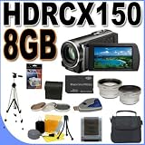 Sony HDR-CX150 16GB High Definition Handycam Camcorder (Black) BigVALUEInc Accessory Saver 8GB PRO Duo Filter Kit/Lenses Bundle