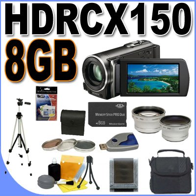Sony HDR-CX150 16GB High Definition Handycam Camcorder (Black) BigVALUEInc Accessory Saver 8GB PRO Duo Filter Kit/Lenses Bundle Sony HDR-CX150 16GB High Definition Handycam Camcorder (Black) BigVALUEInc Accessory Saver 8GB PRO Duo Filter Kit/Lenses Bundle