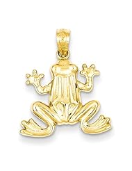 14k Yellow Gold Polished Frog Pendant. Metal Wt- 0.98g