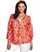 Kenneth Cole Women's Plus-Size Abstract Crackle Print Blouse, Flame Combo, 2X Kenneth Cole Women's Plus-Size Abstract Crackle Print Blouse, Flame Combo, 2X