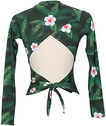 Floral Print Crop Long Sleeve Rash Guard (Medium)