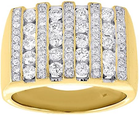 14K Yellow Gold Round Cut Diamond Channel Pinky Ring 1.50 Cttw