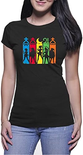 Sailor Scouts Silhouette Women T shirt Black Medium
