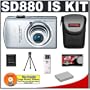 Canon PowerShot SD880 IS 10MP Digital Camera with 4x Image Stabilized Zoom (Silver) + NB-5L Battery + Cameta Bonus Accessory Kit