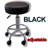 BLACK THERAPY STOOL SALON SPA BEAUTY MASSAGE GAS LIFT CHAIR MANICURE THERAPIST