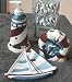 Hand Painted Lighthouses 4 Piece Bath Set with Shower Curtain Hooks