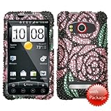 Pink Rose Diamonds Crystal Bling Protector Case for HTC EVO 4G Sprint