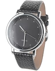 Orient Idea Ori-0269E Stylish Unisex Case Round Dial Quartz Watch with Synthetic Leather Band for Male Female - Black