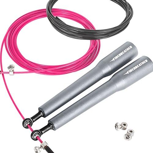 SPEED ROPE by FireBreather Training | Fast Jump Rope for Crossfit - Boxing - Wod Exercise - Fitness | Includes Replacement Cable - Professional Handles - Set of Adjustable Screws &amp; Carrying Bag