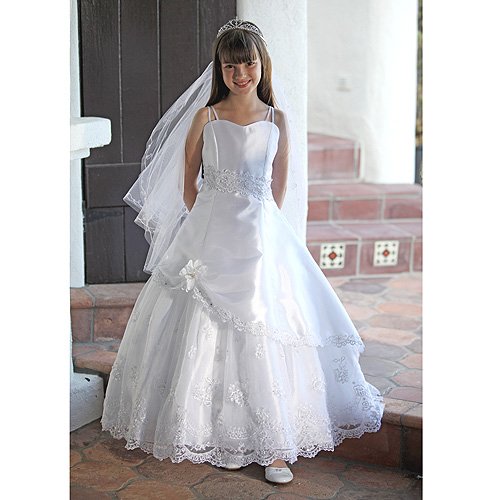 Angels Garment Girl Satin Lace First Communion Dress 16 Angels Garment Girl Satin Lace First Communion Dress 16