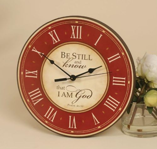 Be Still, and Know That I Am God Red Inspirational Wall or Tabletop Clock - Psalm 46:10 (12 inch)
