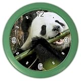 Color Wall Clock of Panda Bear Playing Bamboo Flute
