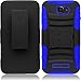 Fierce 2 7040T, Pop Icon A564C Case - Wydan (TM) Hybrid Rugged Kickstand Holster Belt Clip Case Hard Soft Gel Cover For Alcatel One Touch Fierce 2 7040T - Black on Blue w/ Wydan Stylus Pen