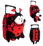 2 Item Bundle: Kreative Kids 8066 Red Ladybug Plush Rolling Backpack + Free Gift