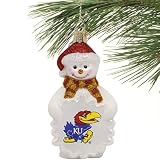 NCAA Kansas Jayhawks Glass Snowman Ornament