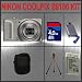 Nikon Coolpix S9100 Digital Camera (Silver) + Huge Accessories Package Including 4GB SDHC Memory Card + EN-EL12 Extra Replacement Li-ion Battery Pack + Hi-Speed SD Card Reader + Carrying Case + Table Top Tripod Kit