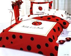 Le Vele Lady Bug - Duvet Cover Bed in Bag - Twin Bedding Gift Set - LE13T