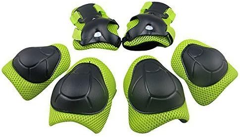 [Diamond Talk] Sports Protective Gear Safety Pad Safeguard (Knee Elbow Wrist) Support Pad Set Equipment for Kids Youth Roller Bicycle BMX Bike Skateboard Protector Guards Pads,(Green)