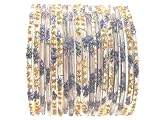 Beachcombers! Ethnic Glass Indian Wedding Bridal Bollywood Bangles Belly Dance Bracelets Set Gray Gold