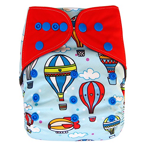 EcoAble Baby Charcoal Bamboo All-In-One AIO Cloth Diaper w/ Pocket, Size 10-30Lb (Balloon)