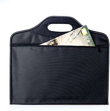 File Organizer Holder 2 Pocket Folders Portable Document Zipper Bag Waterproof Fabric Nylon Canvas Briefcase