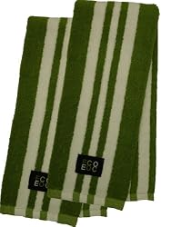 Cotton Kitchen Towel (Bamboo Green with White Rugby Stripe, 2-Pack)
