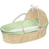 Badger Basket Co Natural Hooded Moses Basket -... by Badger Basket