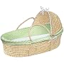 Badger Basket Co Natural Hooded Moses Basket - Sage Dot Bedding