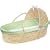 Badger Basket Co Natural Hooded Moses Basket - Sage Dot Bedding